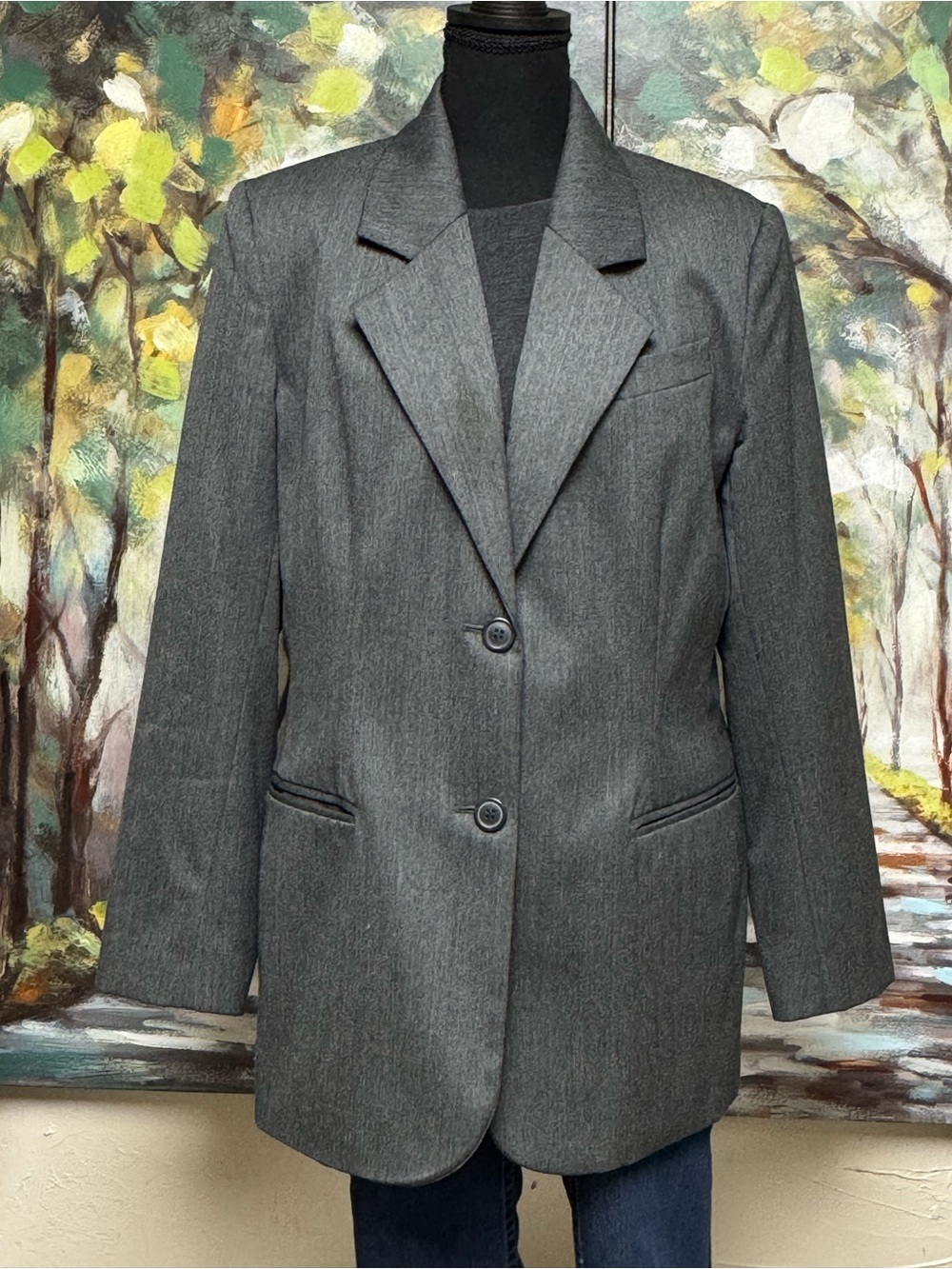 BICE 100% Wool Gray Charcoal Blazer Women’s Size 12 Classic Tailored